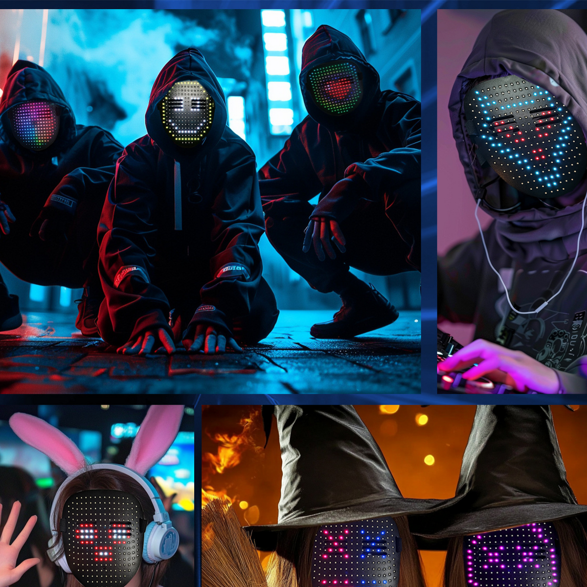LED Gesture Control Halloween Face Mask