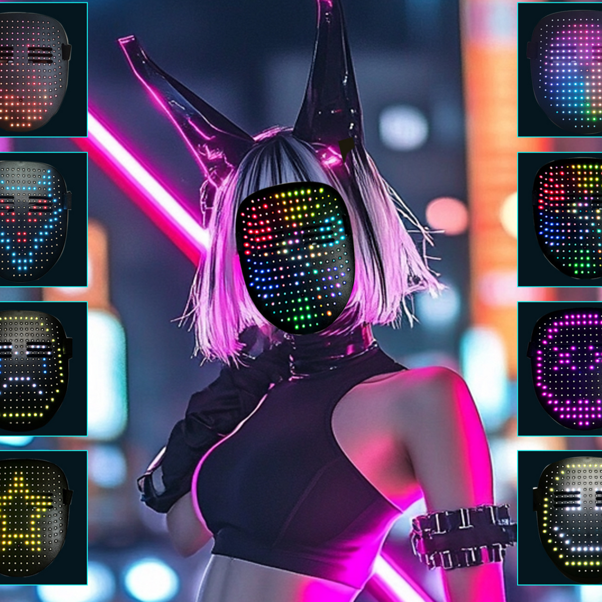 LED Gesture Control Halloween Face Mask